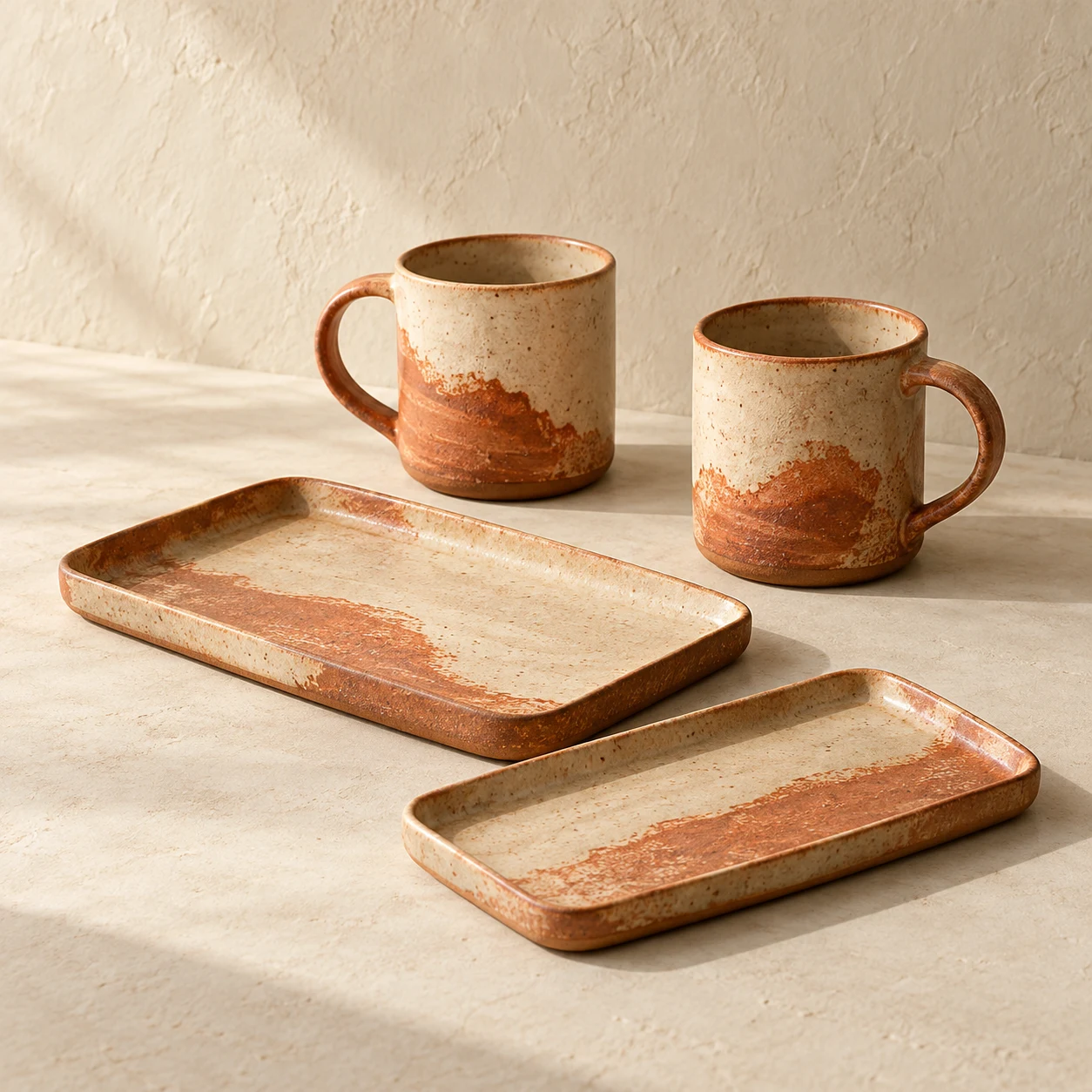 Ember Ritual Set, Terracotta / cream, 4 pieces
